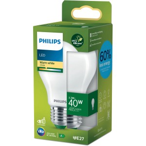 Philips LED-Lampe E27, 2,3W, Glühlampenform, matt. Energiesparend und langlebig.