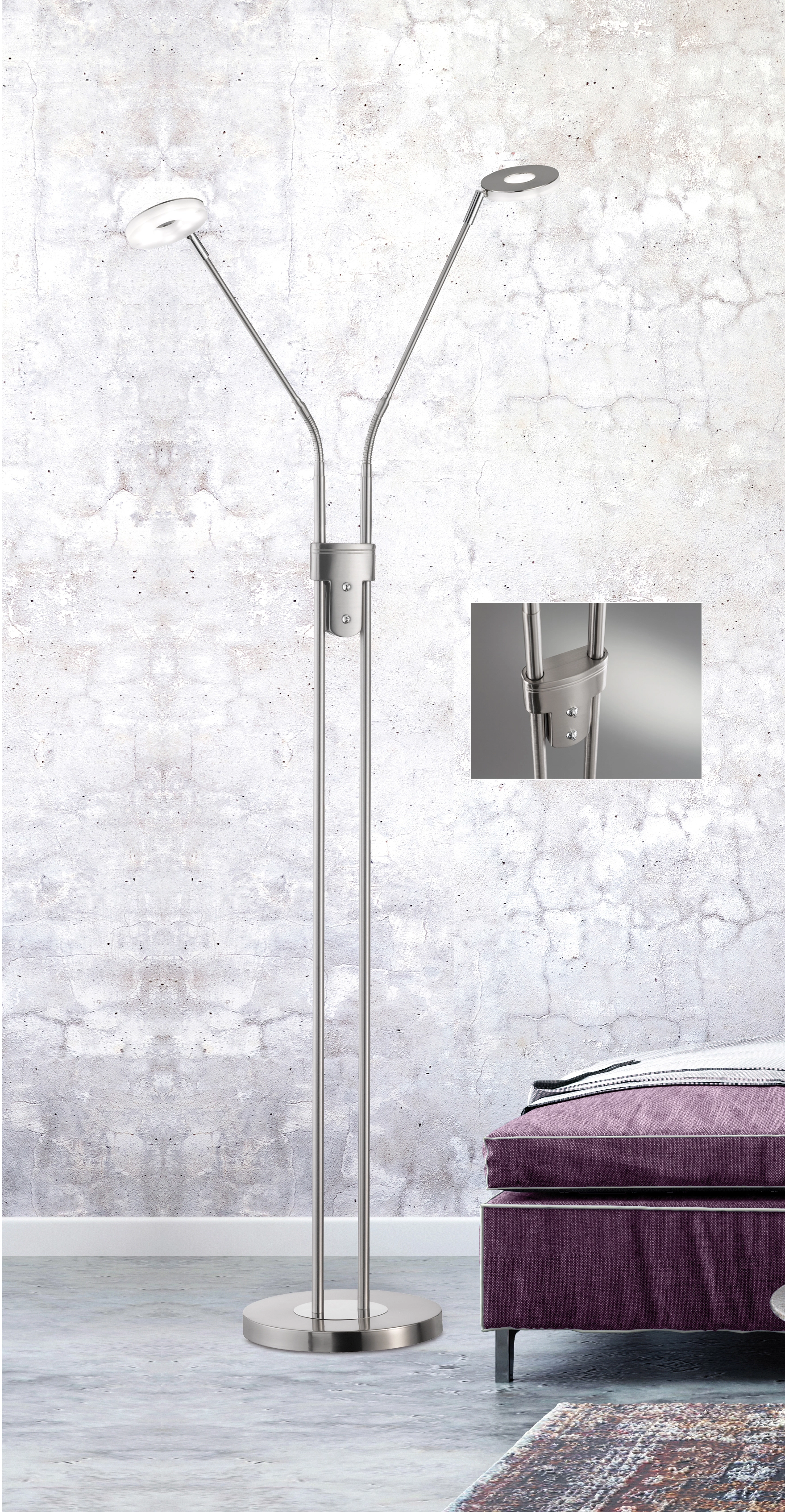 Fischer & Honsel LED-Stehlampe Dent 2 x 6 W warmweiß