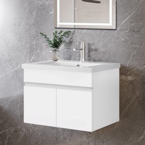 AICA Waschtisch mit Unterschrank, 60 cm, weiß matt, mit Softclose-Funktion.