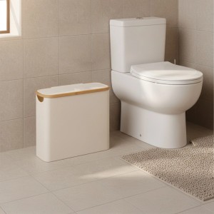 Relaxdays Toilettenpapier Aufbewahrung Polyester Bambus Beige für 12 Rollen 38 cm x 43 cm x 17 cm 0,6 kg