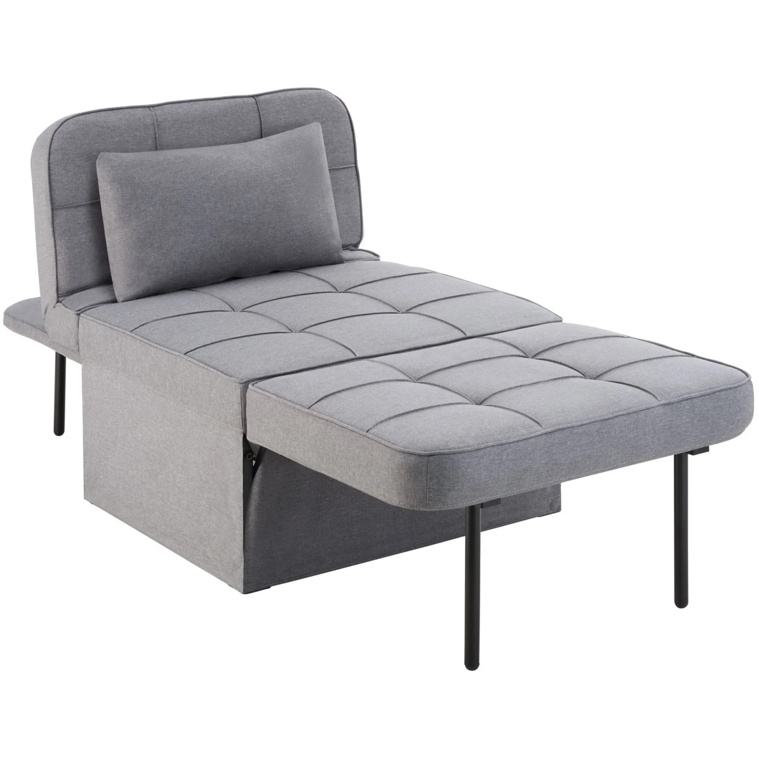 Tectake Schlafhocker Ponto 4 In 1 Als Hocker  Sessel  Lounger Oder Bett 6 Fach Verstellbare Rückenlehne  170 x 74 x 79 cm Grau