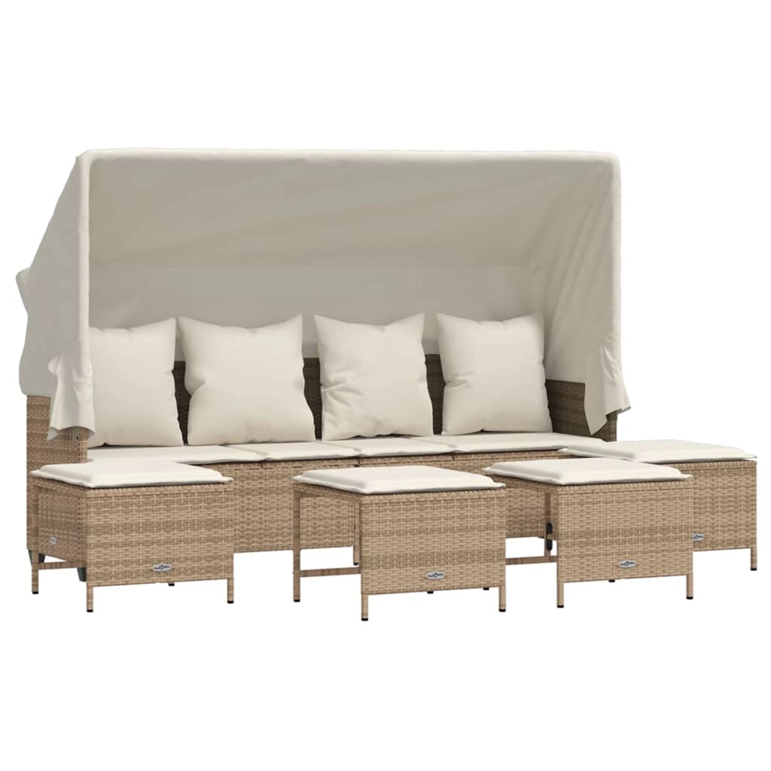 vidaXL 5-tlg Garten-Sofagarnitur mit Kissen Beige Poly Rattan Modell 190 günstig online kaufen