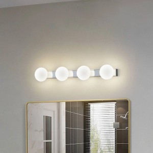 Moderne Lucande LED Bad Wandleuchte Myrra, 4-flammig, Chrom, spritzwassergeschützt.