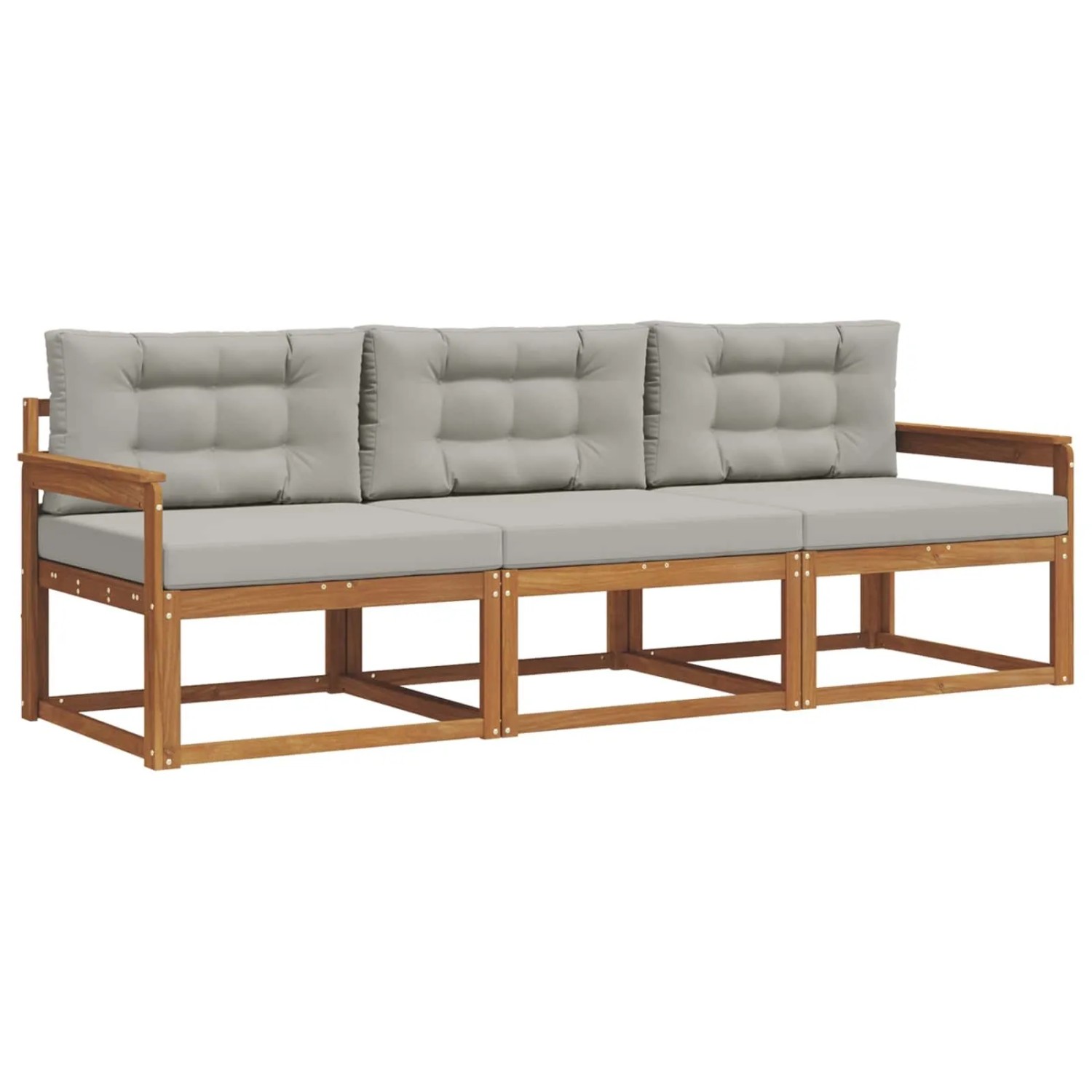 vidaXL Outdoor-Sofagarnitur mit Kissen 3-Tlg Natur und Hellgrau 3367114