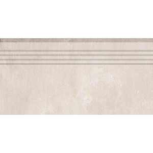 Feinsteinzeug Trittstufe Denver, glasiert, matt weiß, 30x60 cm, Betonoptik für Treppen im Innen- und Außenbereich.