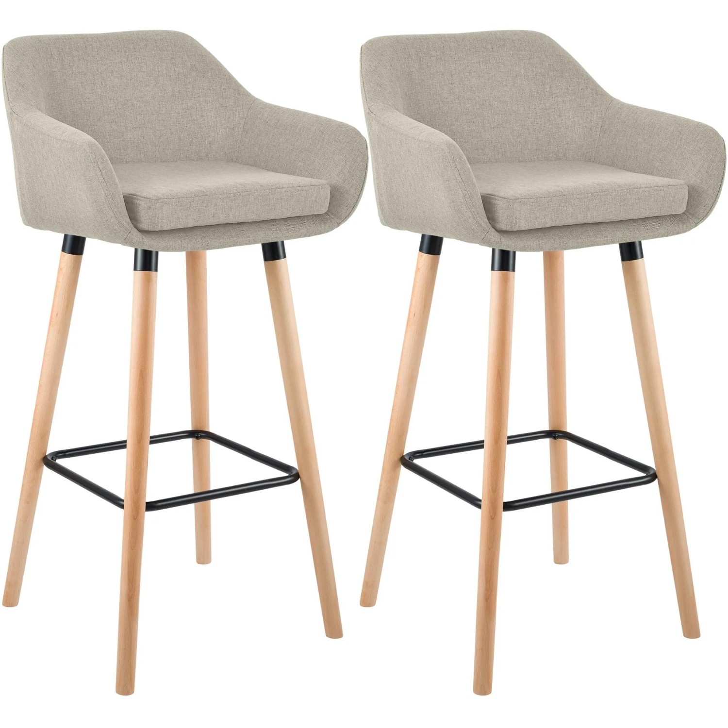 CLP 2er Set Barhocker Grant Stoff Creme