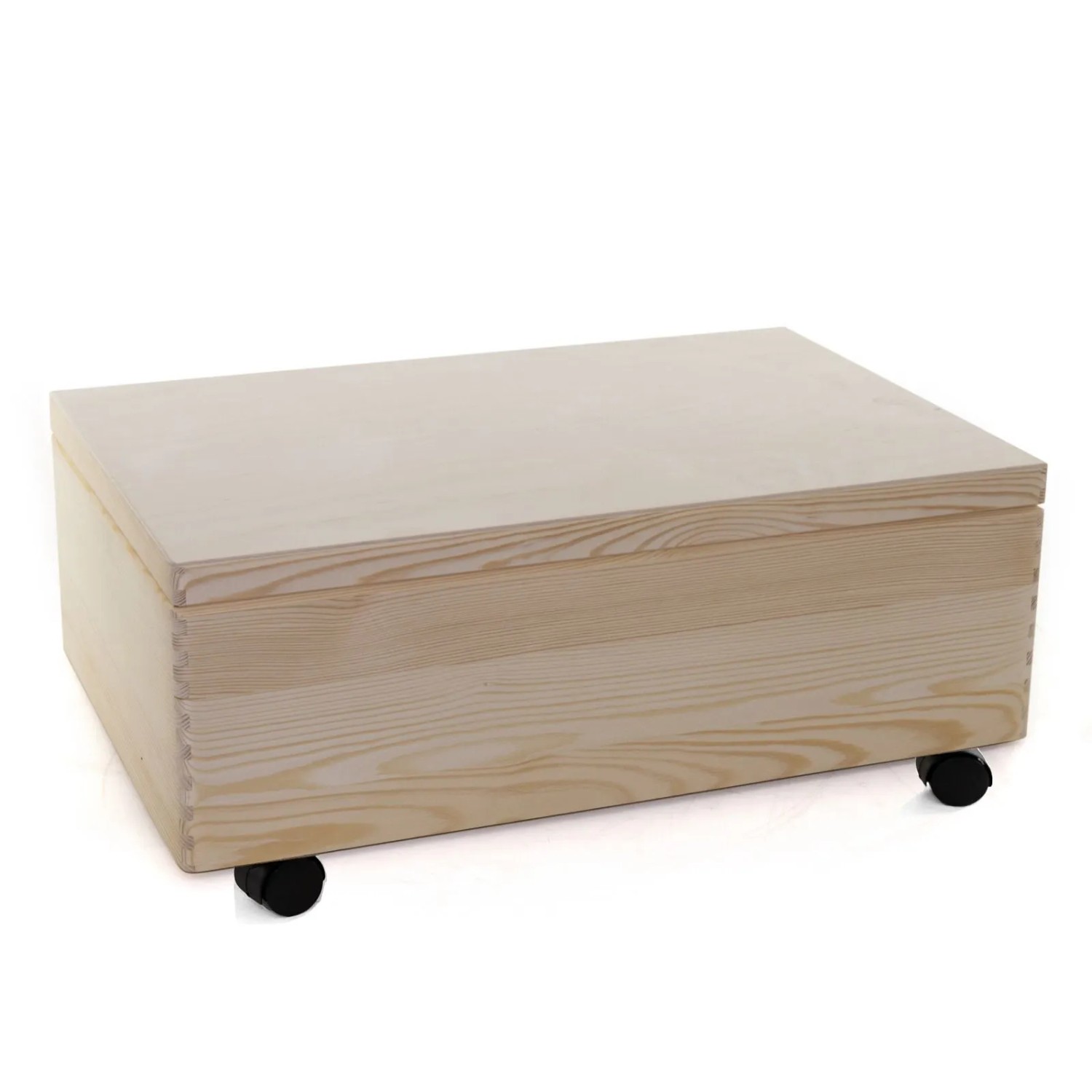 HolzFee Holzkiste Deckel 59 x 40 x 25,5 m Allzweckkiste mit Rollen