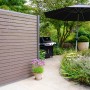 GartenLand WPC Zaun Kopenhagen, schokobraun, 180x180 cm, mit Holzstruktur und Aluminiumprofilen. Sichtschutz für Garten.