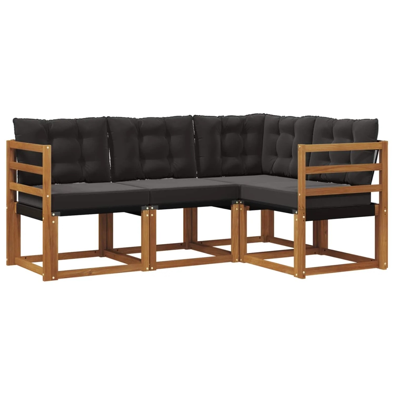 vidaXL Outdoor-Sofagarnitur mit Kissen 4-Tlg Natur und Schwarz 3368607