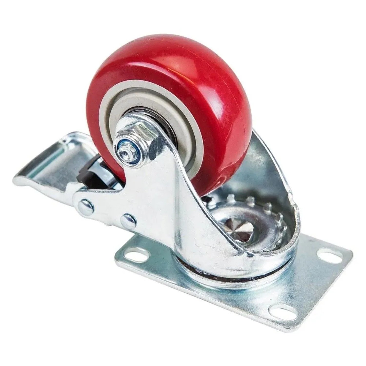 HMF 6710 Schwerlastrollen Bremse Polyurethan 4 Stück 75 mm bis 400 kg Rot_4