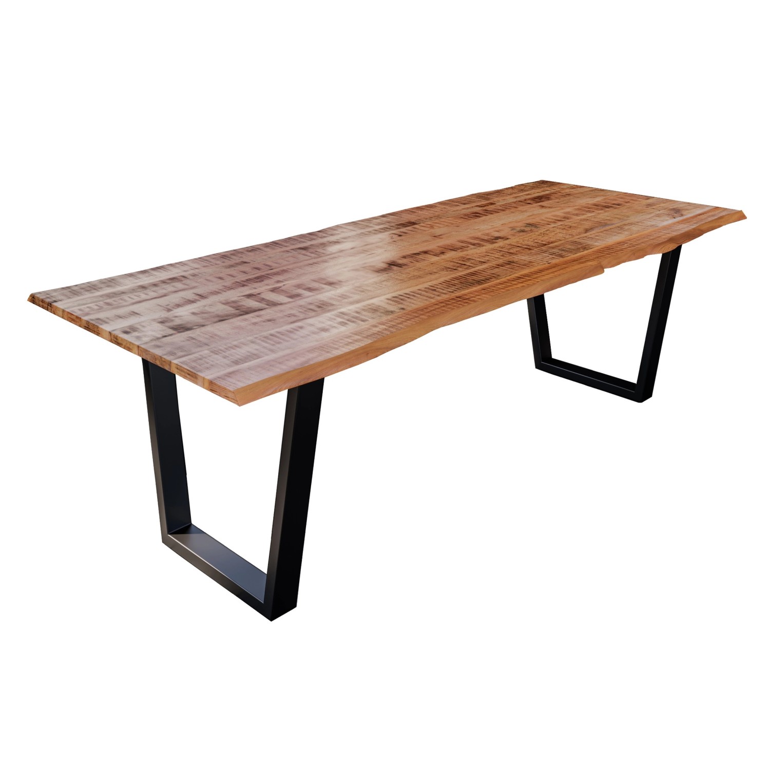 SAM Esstisch Baumkante Massiv Mango Natur 280 x 100 Schwarz V-Gestell DORA günstig online kaufen