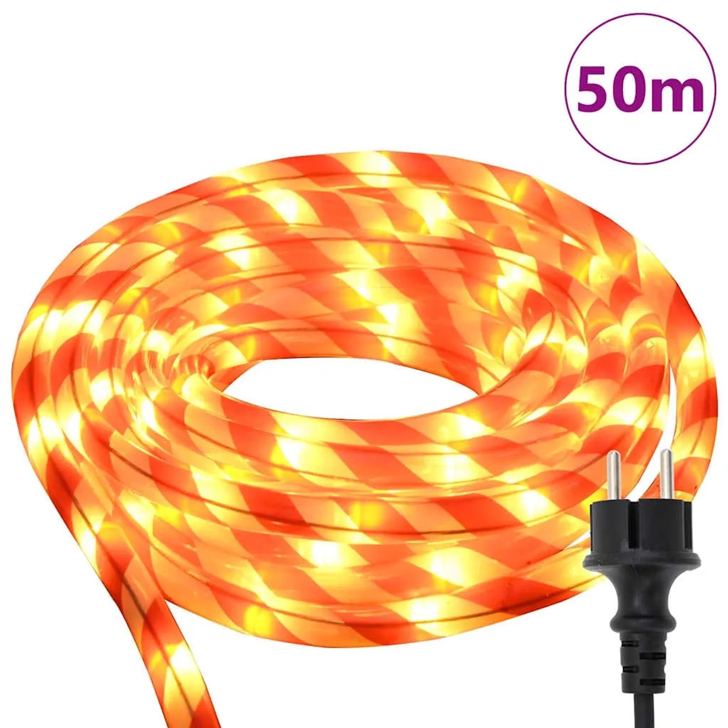 50 m Lichtseil mit 1200 warmweißen LEDs für den Außenbereich.