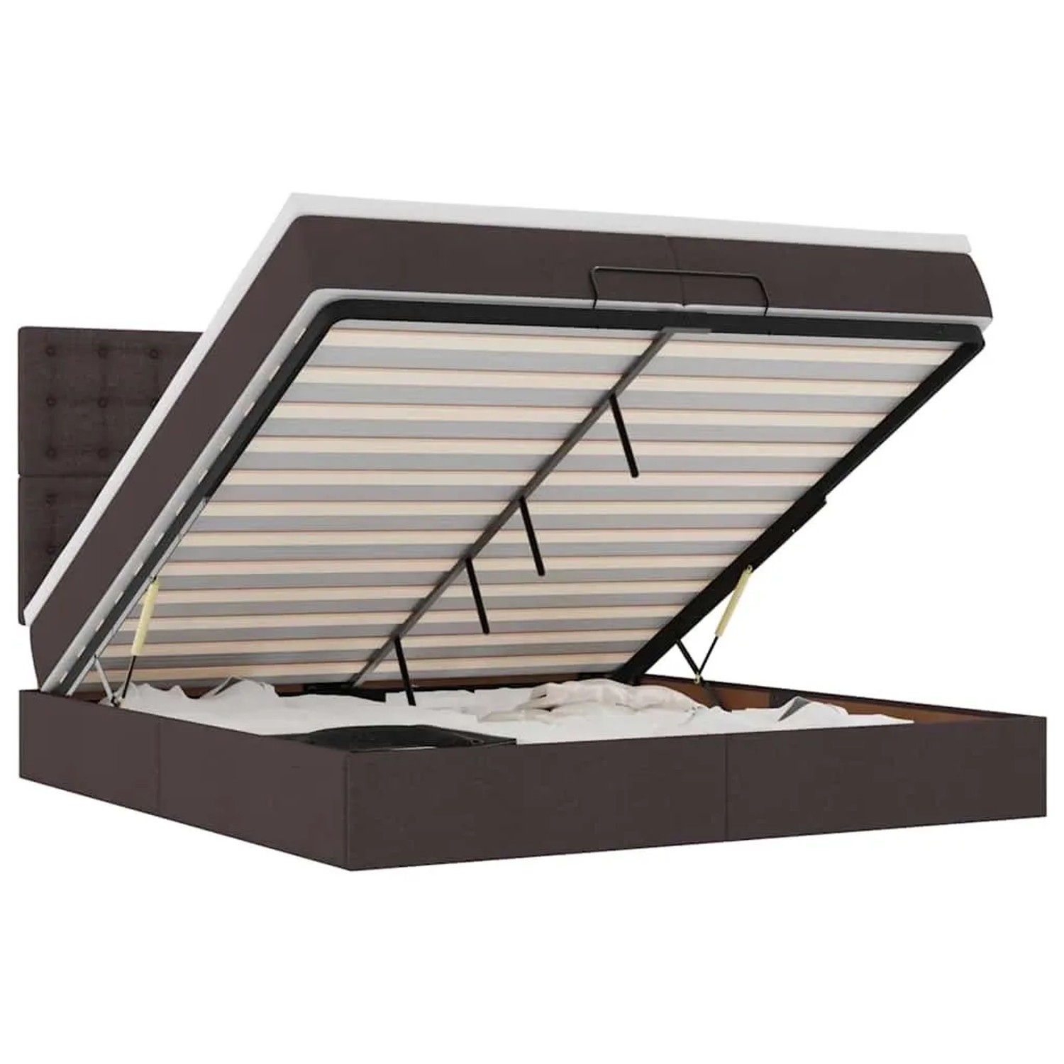 vidaXL Ottoman-Bett mit Matratzen Dunkelbraun 200x200 cm Stoff 3313351