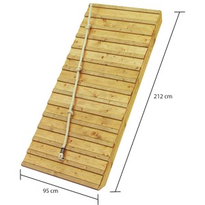 Karibu Holzrampe mit Klettertau für Spieltürme, naturbelassen, 212 cm hoch.