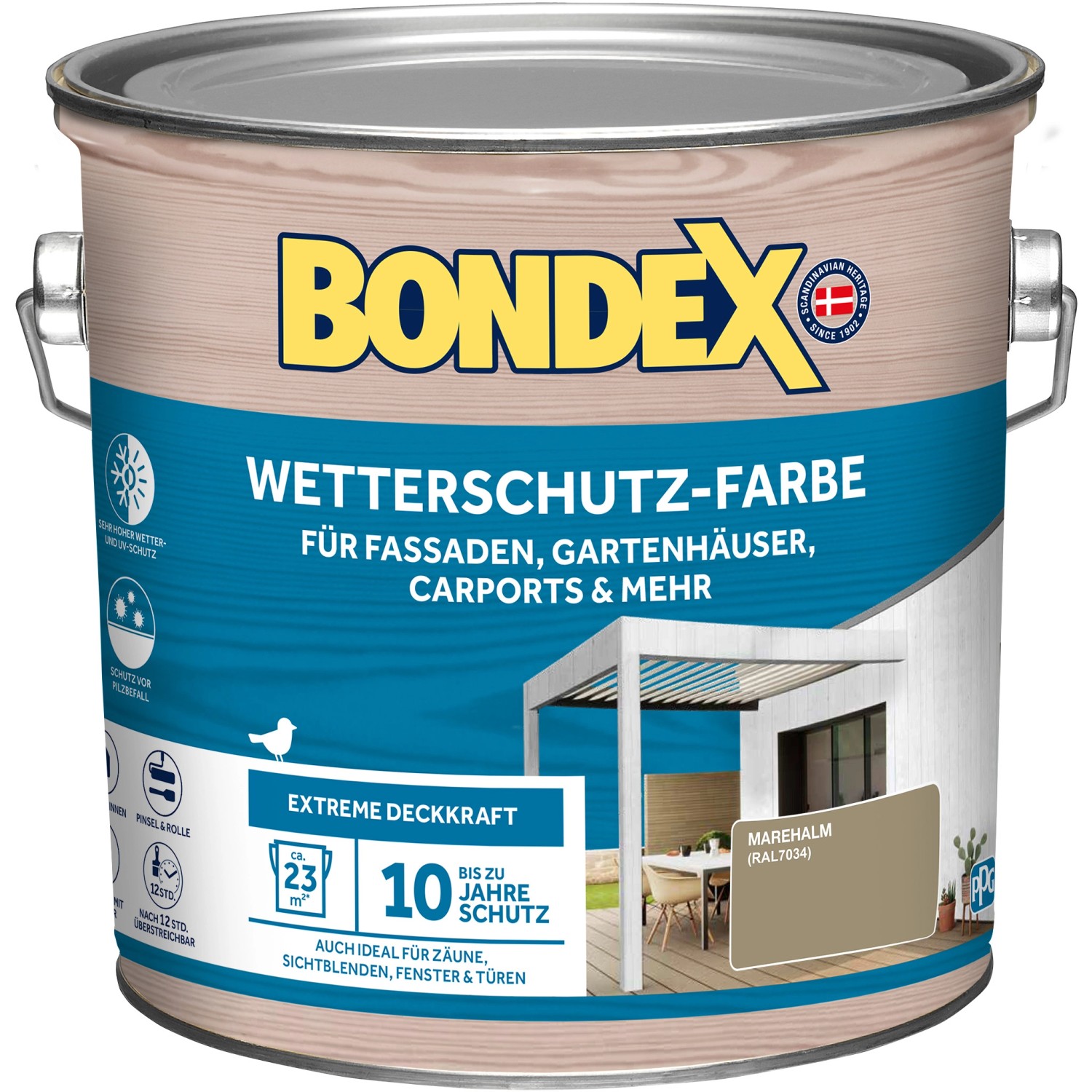 Bondex Wetterschutz-Farbe RAL 7034 Marehalm 2,5 l
