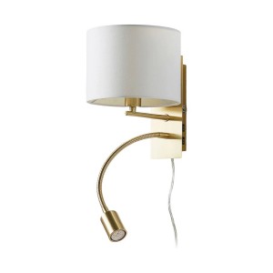 Lindby Wandleuchte Wandlampe Innen Florens 9620923 Modern in Gold Messing aus Textil 1-flammig E14 Wohnzimmerleuchte