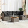 Graue 6-tlg. vidaXL Garten-Sofagarnitur aus Rattan mit Kissen und Tisch für Terrasse und Garten.