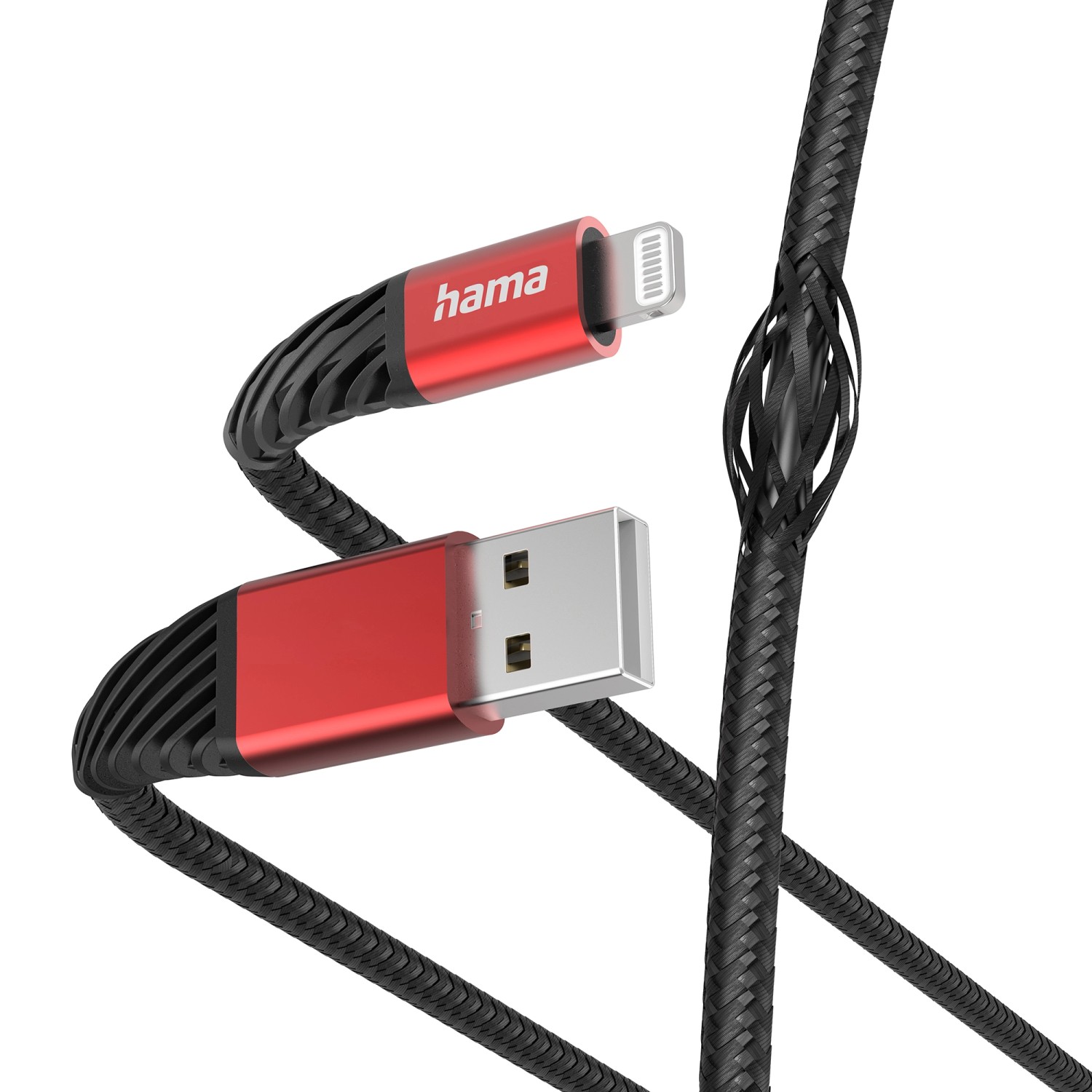 Hama Ladekabel Extreme für iPhone Nylon USB-A Lightning 1,5 m Schwarz-Rot