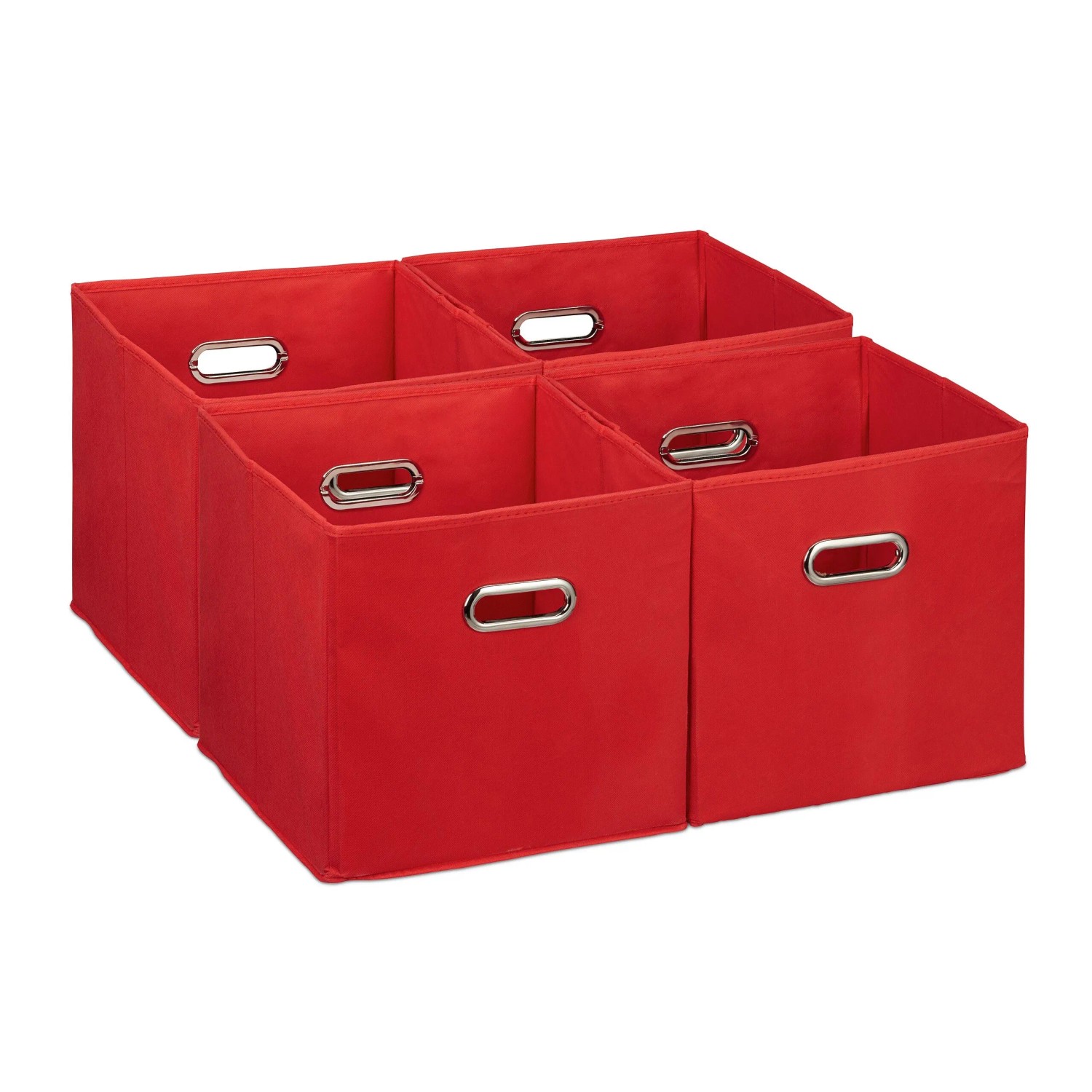 Relaxdays Aufbewahrungsbox 4er Set Polyester Rot Faltbar 30 cm x 30 cm x 30 cm