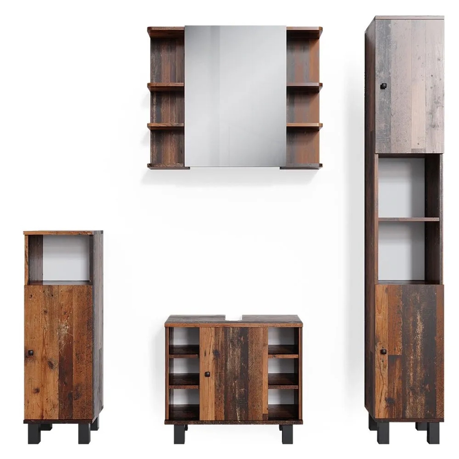 Vicco Badmöbel-Set Fynn Eiche rustikal 60 x 54 4-teilig
