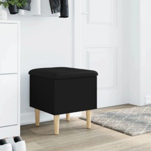 Schwarze vidaXL Sitzbank mit Stauraum, Holzwerkstoff, 42x42x46 cm, ideal für Möbel und Aufbewahrung.
