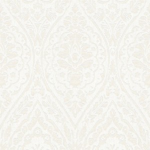 Cremefarbene Barock Tapete mit mattem Ornamentmuster von PROFHOME.