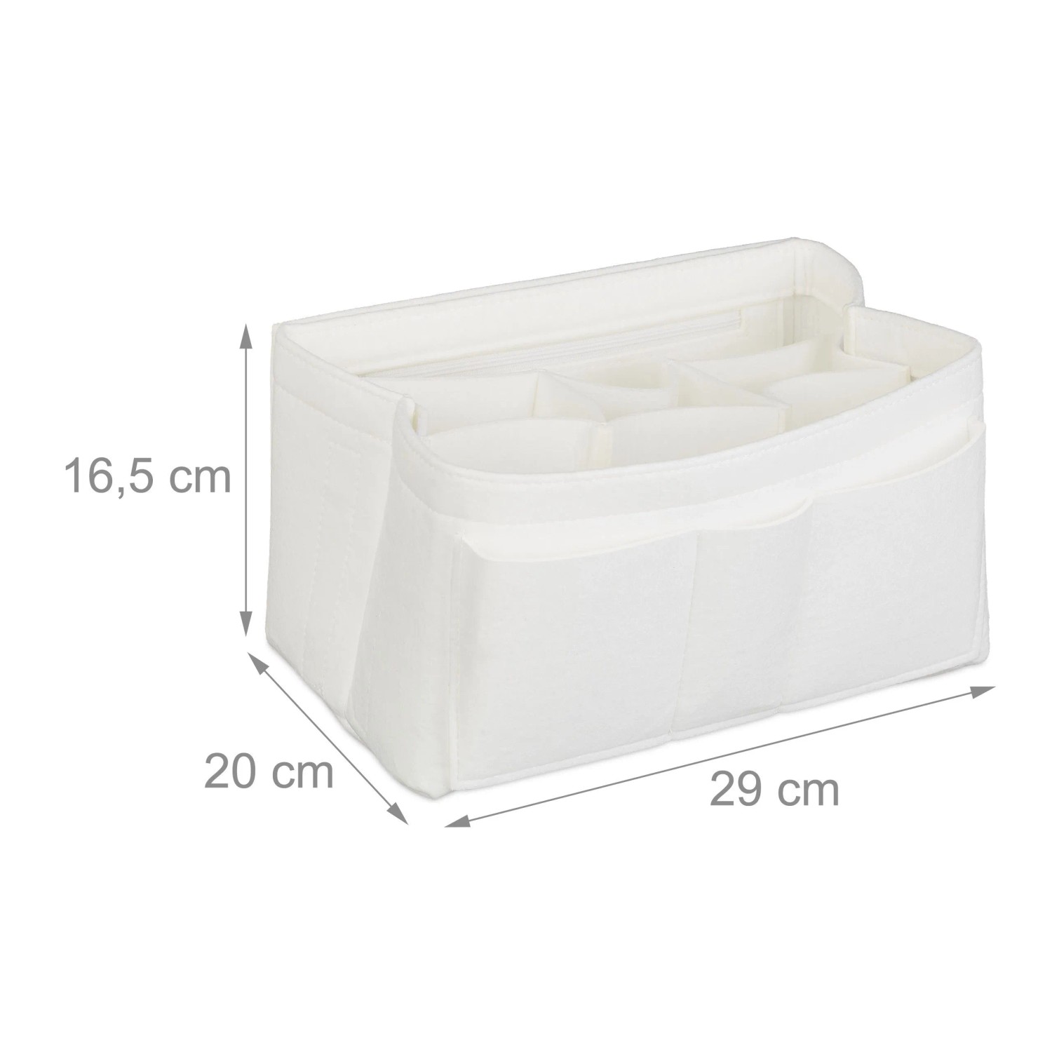 Relaxdays Taschenorganizer Filz Weiß Mit Fächern 16,5 cm x 29 cm x 20 cm 0,29 kg_4