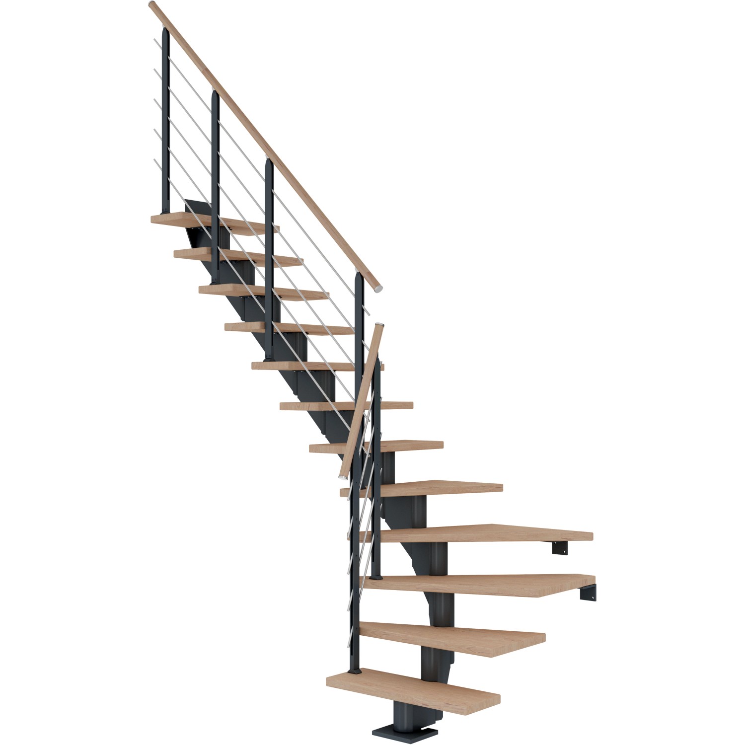 Dolle Mittelholmtreppe Hamburg Eiche Weiß Anthrazit GH bis 322 cm 1/4 Gew. günstig online kaufen