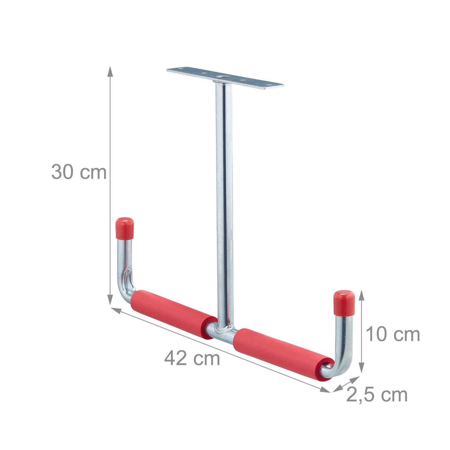 Relaxdays Deckenhaken 2er Set Stahl Silber mit Abrutschschutz 30 cm x 42 cm x 2,5 cm 0,5 kg_4