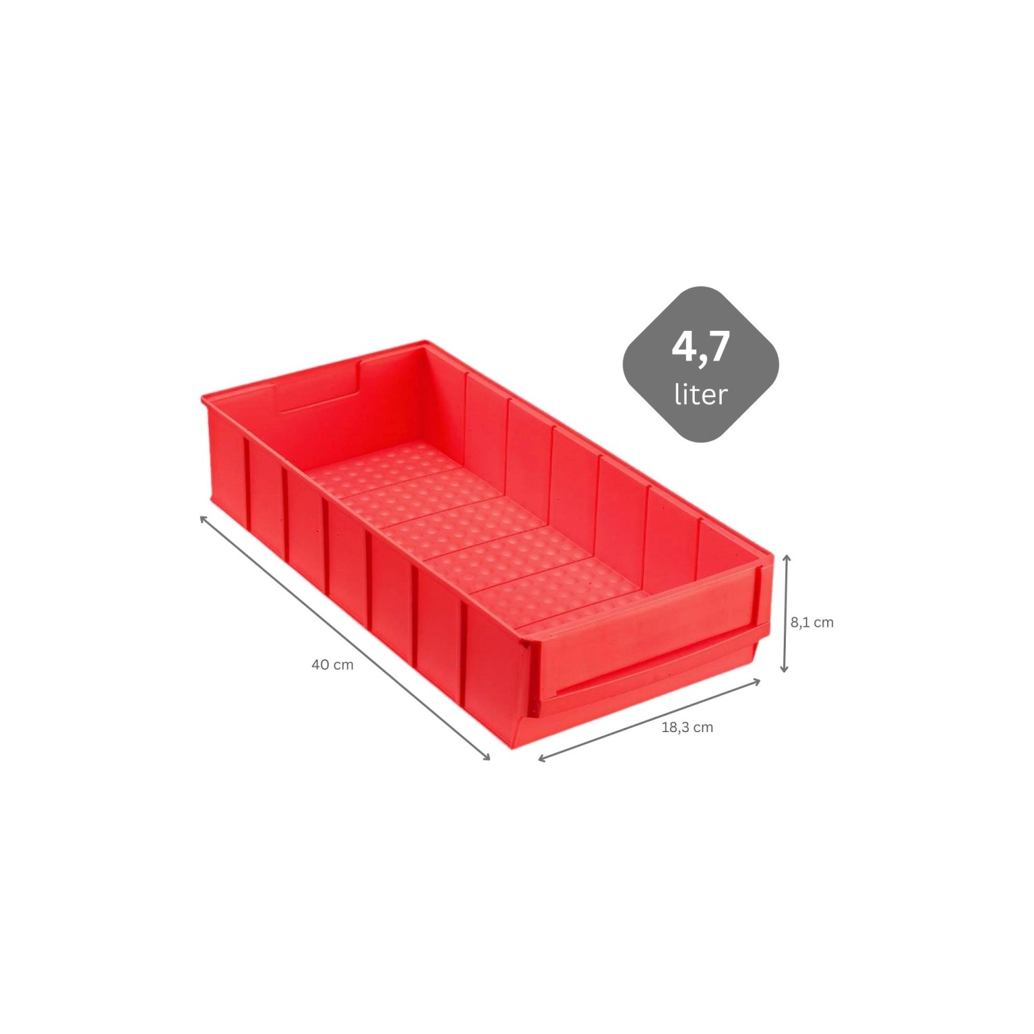 Rote PROREGAL Industriebox, 4,7 Liter, zur Aufbewahrung im Lager oder Werkstatt.