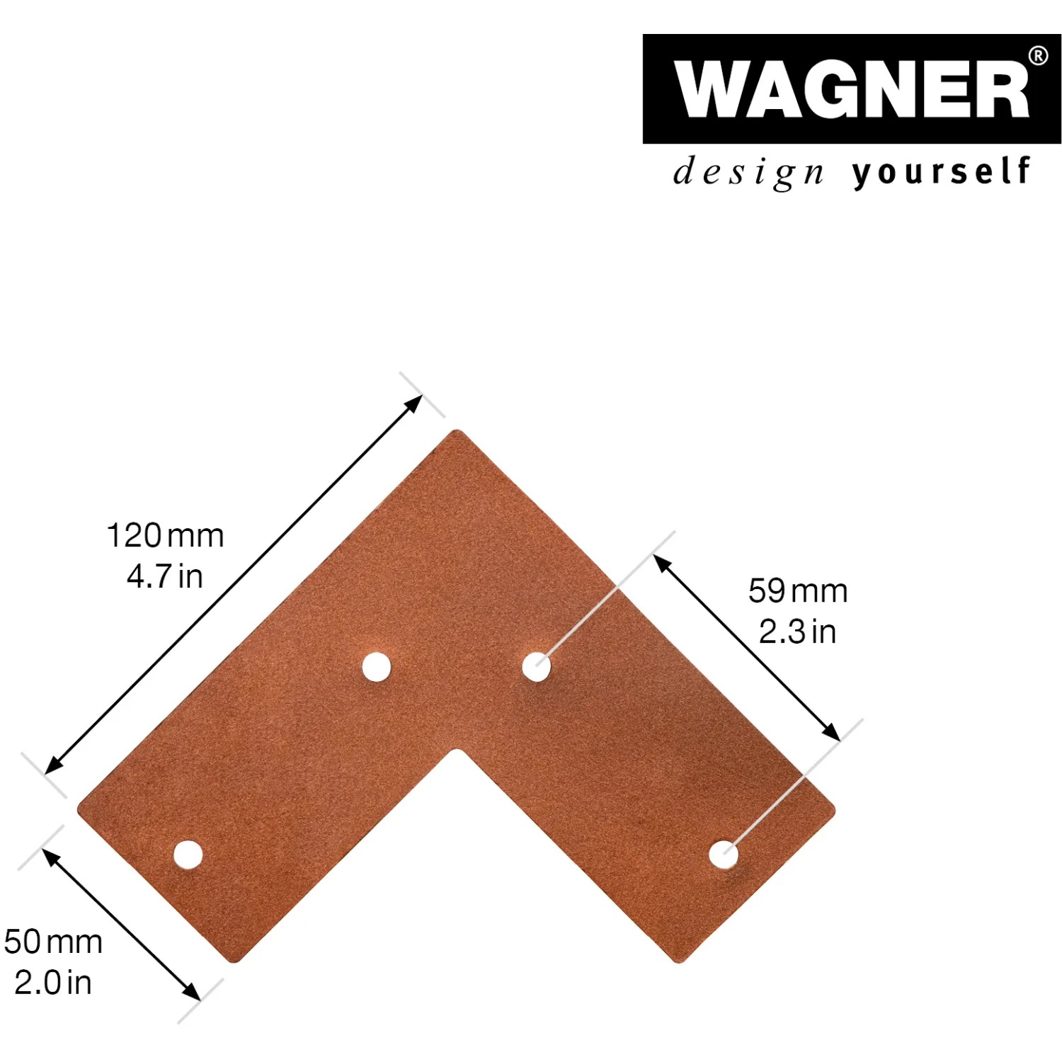 Wagner Möbelbein Hairpin, 710 mm, Pearl Brass, L-förmige Montageplatte mit Bohrlöchern.
