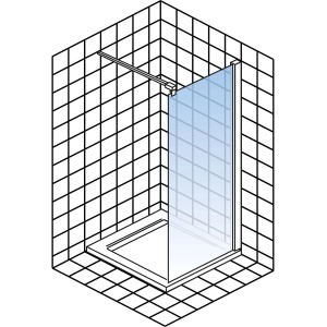 Schulte Walk In Duschwand Alexa Style 2.0, mattschwarzes Profil, Glaswand mit Stabilisationsbügel.
