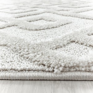 Detailansicht: Ayyildiz Hochflorteppich Pisa Creme mit geometrischem Muster, 80x150 cm.