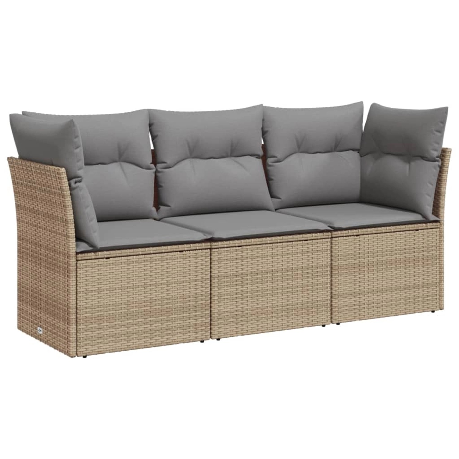 vidaXL 3-tlg Garten-Sofagarnitur mit Kissen Beige Poly Rattan Modell 3