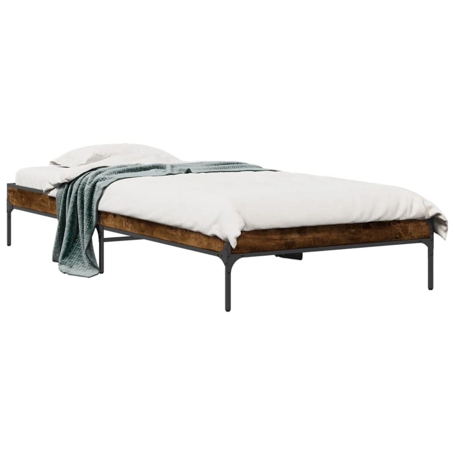 vidaXL Bettgestell Räuchereiche 100x200 cm Holzwerkstoff und Metall 845028 günstig online kaufen