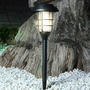 Marelida LED Solar Wegleuchte Gartenfackel Flammeneffekt Solarleuchte Garten Schwarz