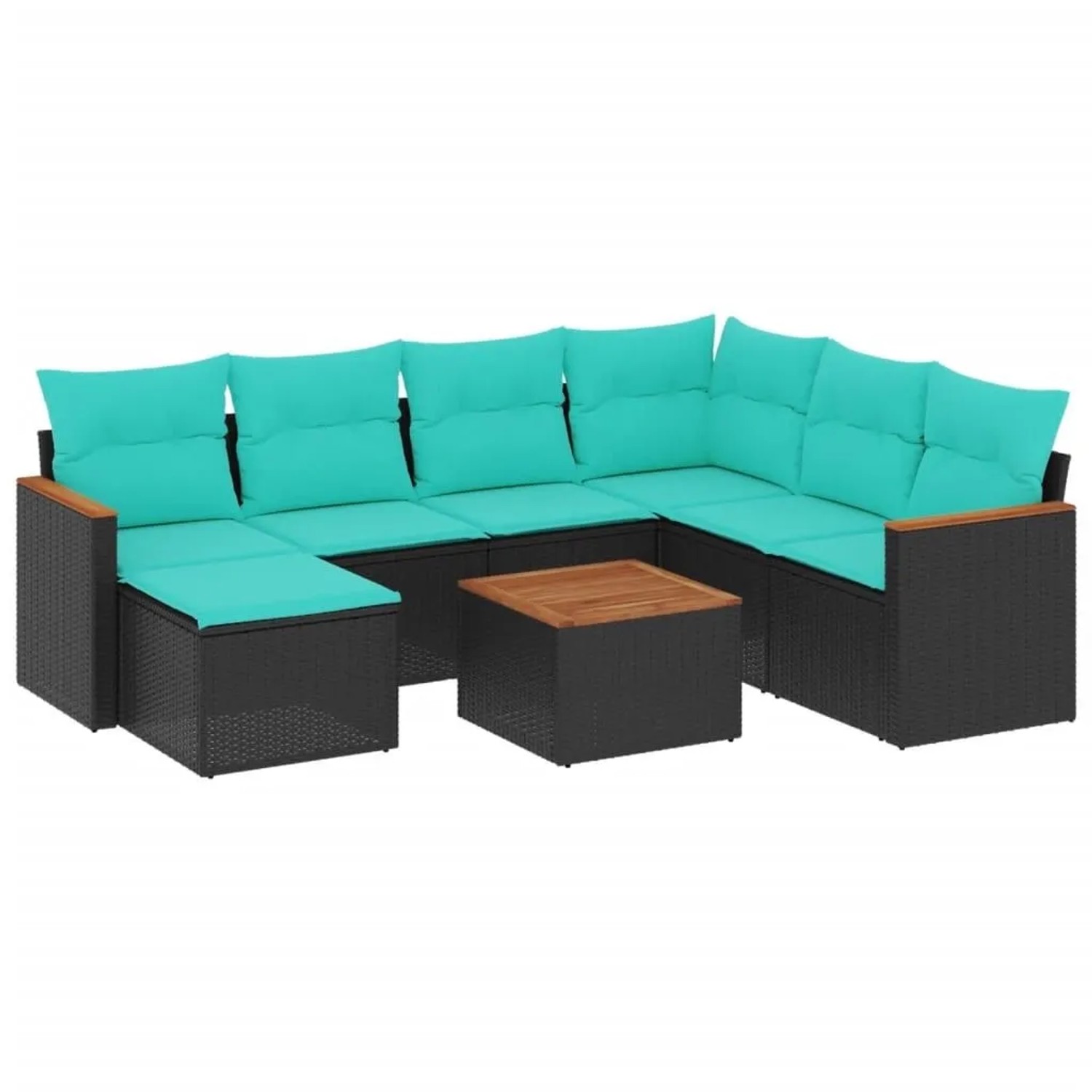 vidaXL 8-Tlg Gartensofa-Set mit Kissen Schwarz Polyrattan 3226211 günstig online kaufen