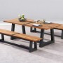 Gartenbank Campione, 220 cm, Anthrazit/Teakholz FSC®, mit Tisch und Bankgruppe.