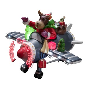Konstsmide LED Weihnachtsdeko: Rentier im Flugzeug mit Animation und Bewegungssensor, batteriebetrieben.