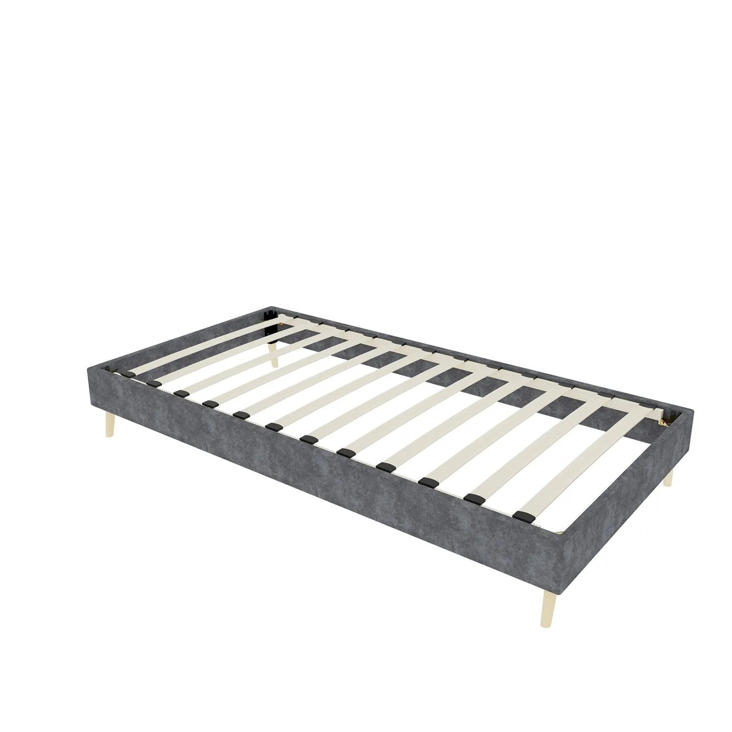 okwish Bettgestell 90x200cm mit Samt Schlafzimmer Grau ohne Matratze