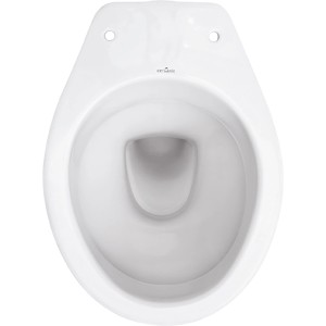 Weißes Mito Stand-WC ohne Sitz, Tiefspüler mit senkrechtem Abgang, Innenraumansicht.