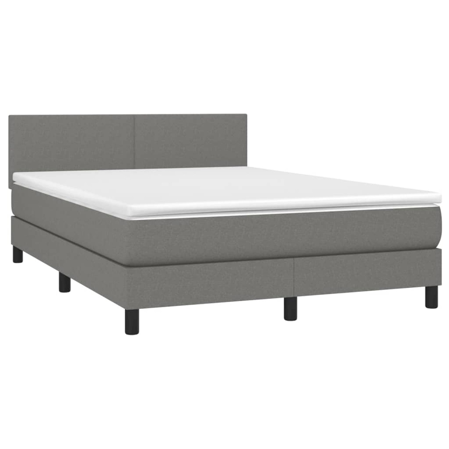 vidaXL Boxspringbett mit Matratze & LED Dunkelgrau 140x200 cm Stoff 3132998 günstig online kaufen