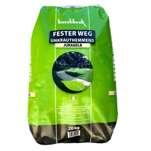 Sack Buschbeck Fester Weg Jura Gelb, 20 kg, wasserdurchlässiger Wegebaumörtel für Gartenwege.