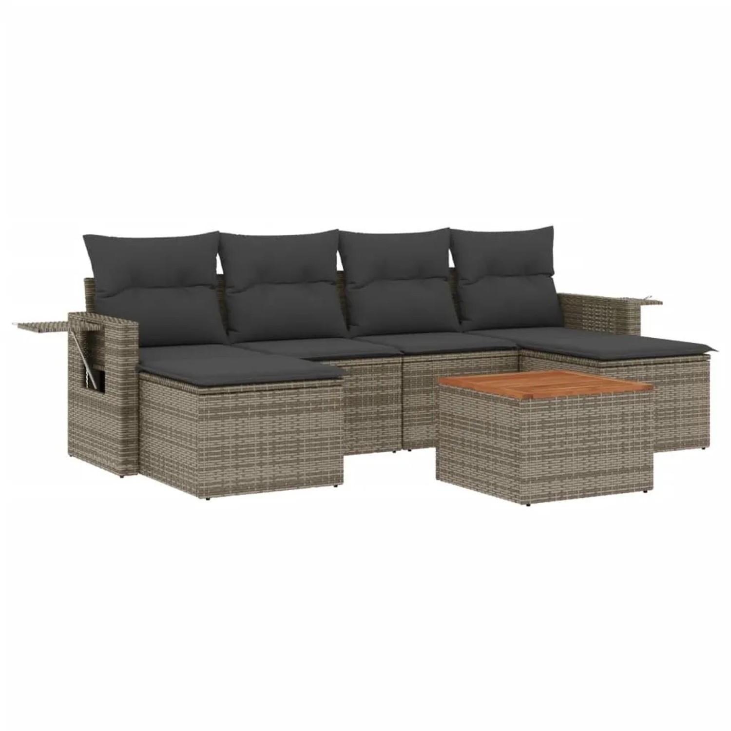 vidaXL 7-Tlg Garten-Sofagarnitur mit Kissen Grau Poly Rattan 3224688 günstig online kaufen