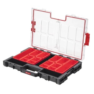 PROREGAL QBRICK Sortimentskasten One L, 6 Liter, mit 12 Fächern, Deckgriff und Klemmverschlüssen, schwarz.
