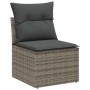 Grauer vidaXL Gartenmöbel Sessel aus Polyrattan mit Kissen, Teil eines 7-tlg. Sets.