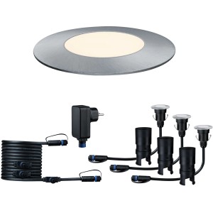 Paulmann Plug&Shine Starter-Set mit 3 Mini LED Bodeneinbaustrahlern und Zubehör für Außenbeleuchtung.