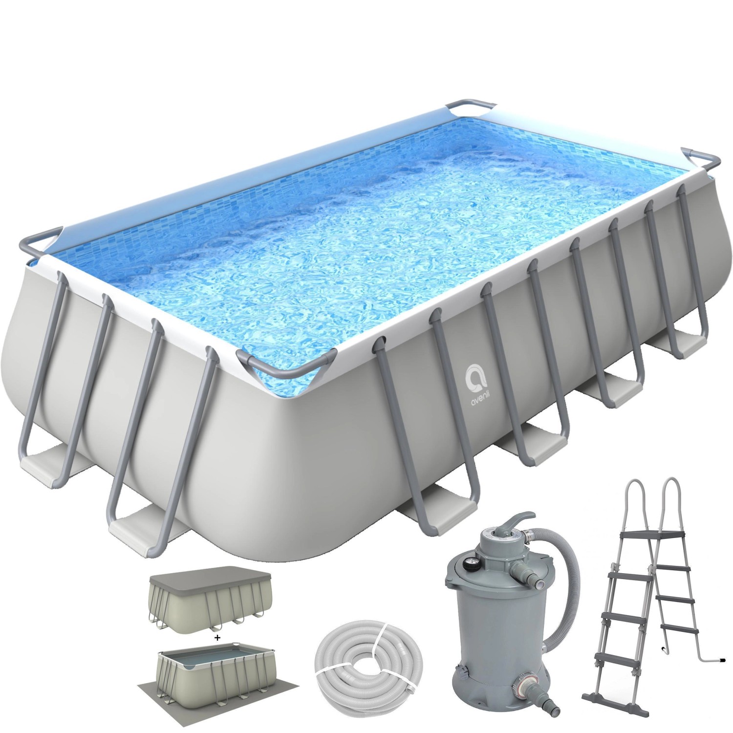 Avenli Frame Plus Stahlrahmenpool Set Rechteckig 549 x 305 x 122 cm Grau mi günstig online kaufen