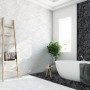 Badezimmer mit Bodenfliese Wave in Marmor White, Feinsteinzeug, poliert, 60x120 cm.