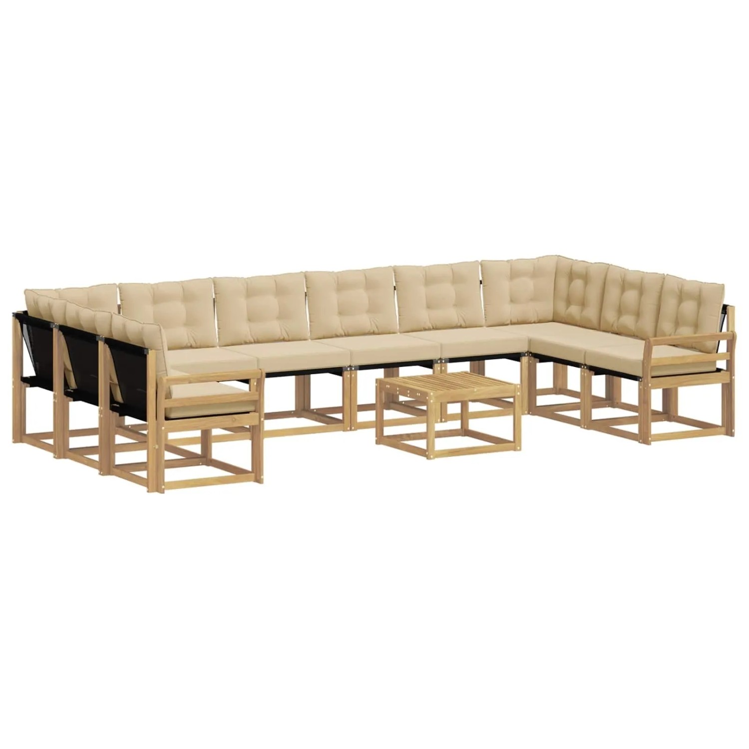 vidaXL Outdoor-Sofagarnitur mit Kissen 11 Stk Weiß und Beige 3389935